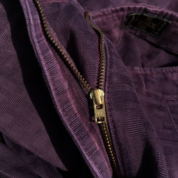 FENDI Zucca Logo Trousers Pants Purple Denim Vintage Cotton Straight Size 28 - Picture 7 of 10